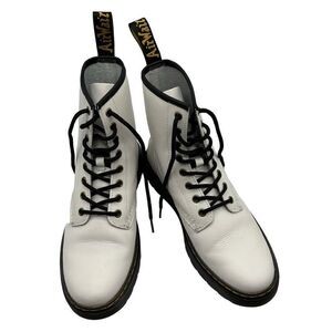 Dr. Martens ZAVALA Eight Eyelet Combat‎ Boot White Size L-9 M-8